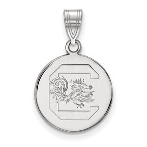 10k White Gold South Carolina Medium Disc Pendant